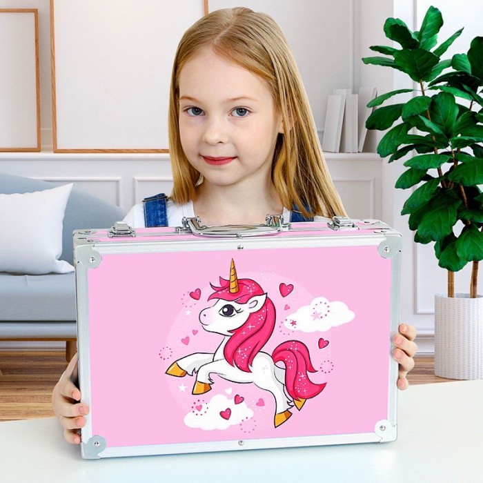 

Terlaris ✨ -Set Alat Gambar Anak Tulis Lukis Koper Box Jingjing Import - Alat Luk - Pink Motif- 2.1.23