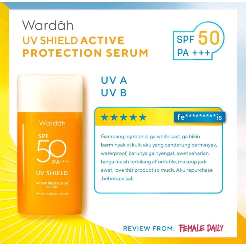 Wardah UV Shield Active Protection Serum SPF 50 PA++++ | WardahSunscreen
