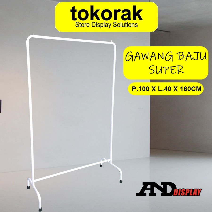 GAWANG BAJU SUPER 1 METER RAK BESI GANTUNGAN JEMURAN PUTIH HITAM GOLD STAND HANGER