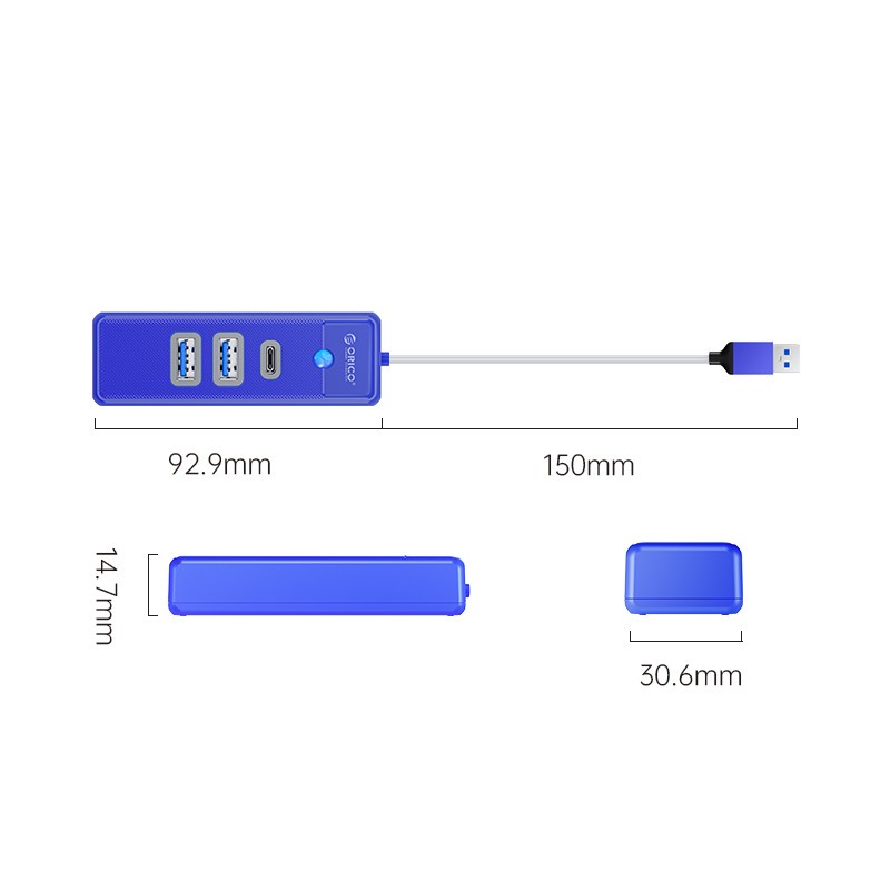 Usb 3.0 hub orico 3 port Usb-A 3.0 &amp; type-c 5Gbps cable 15cm pwc2u-u3-015