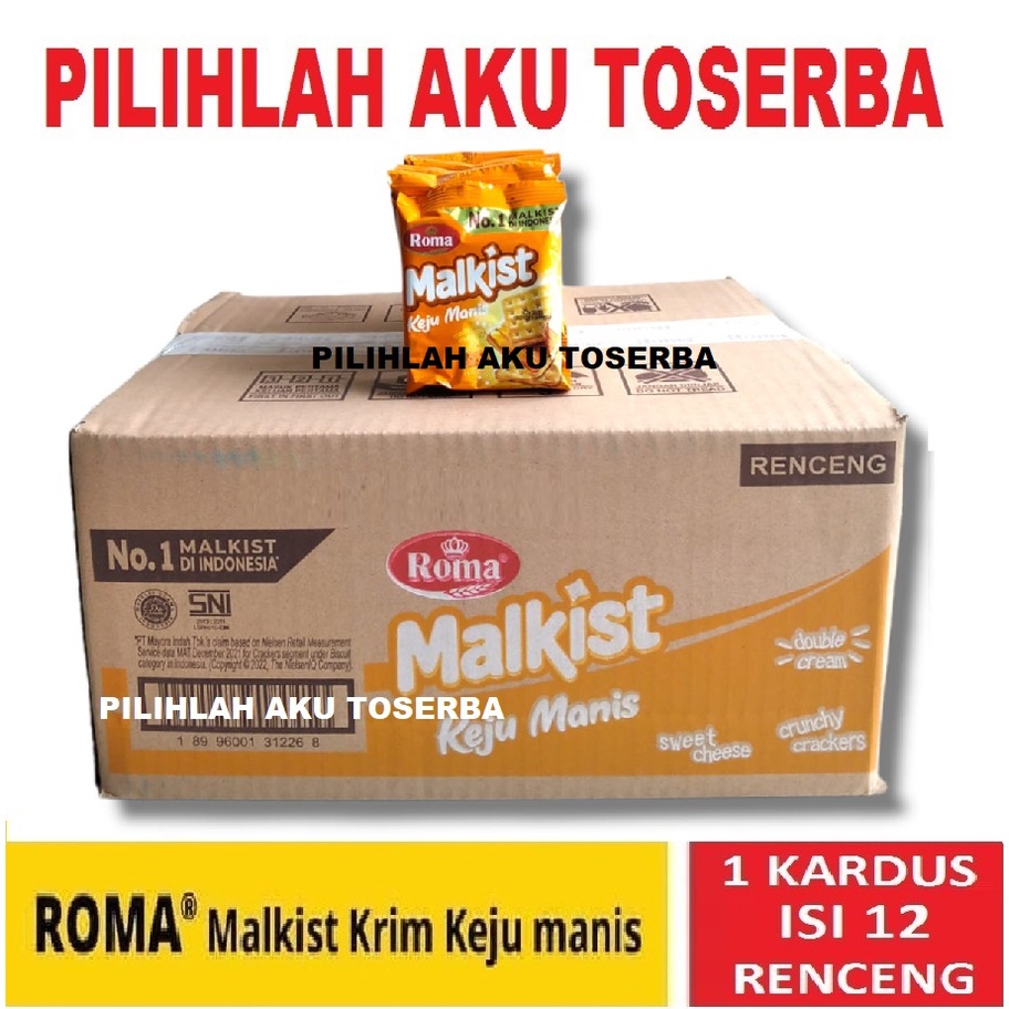 Biskuit Roma Malkist Krim Keju Manis @18 Gr - 1 KARDUS ISI 12 RENCENG