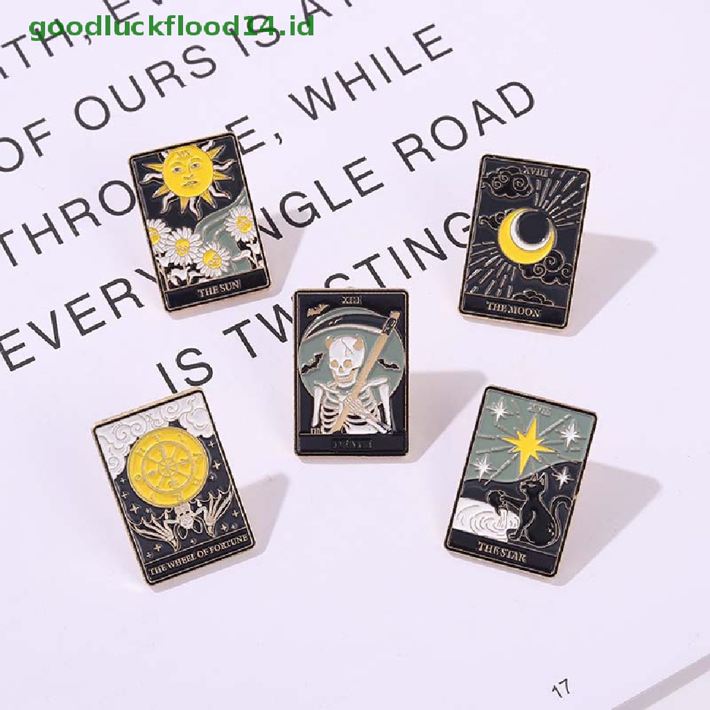 [GOOGFOUR] Kartu Tarot Enamel Pin Kerangka Kelelawar Demo Bros Ransel Lapel Pin Badge [TOP]