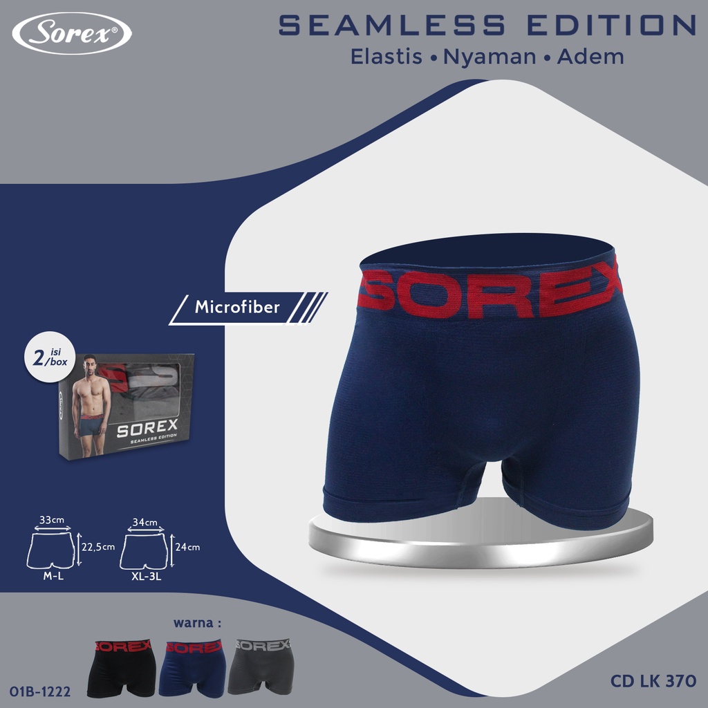 2 Celana Dalam Pria - SOREX MEN BOXER - SEAMLESS EDITION