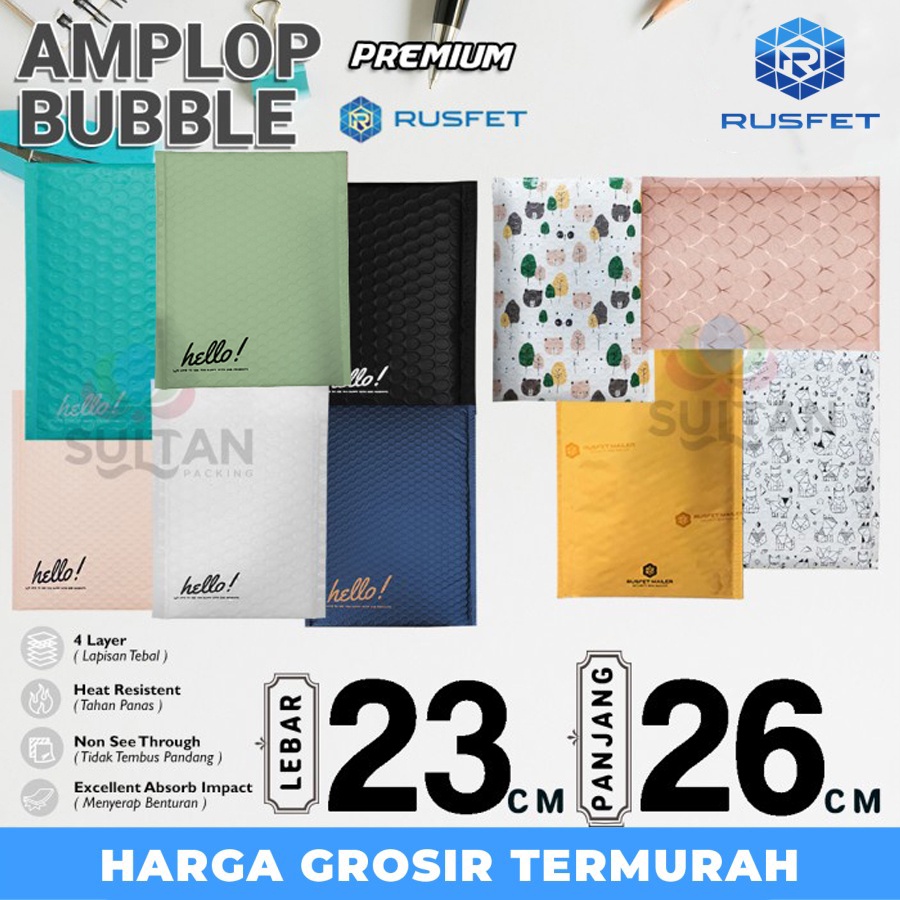 

AMPLOP BUBBLE MAILER 23x26cm WRAP ENVELOPE RUSFET PREMIUM SATUAN MURAH