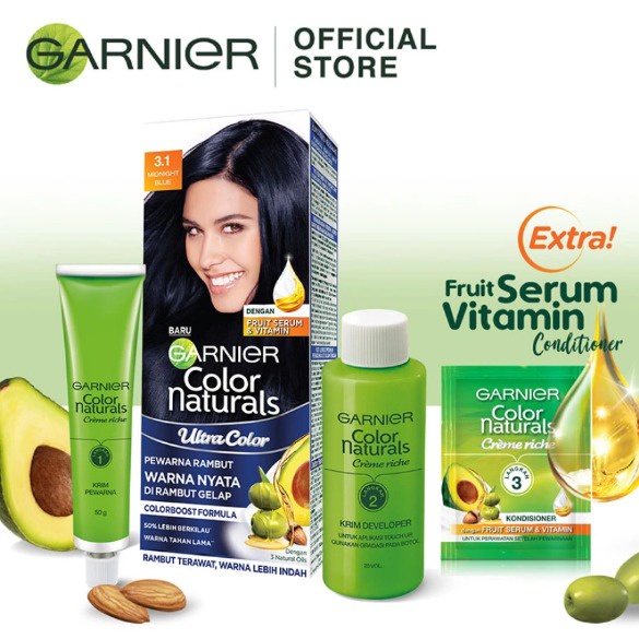 Garnier Color Naturals Ultra Color Cat Rambut No 3.1 Midnight Blue [2 pcs/ Twinpack]