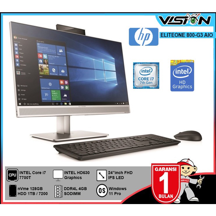 Jual PC AIO HP ELITEONE 800G3 Core i77700 DDR4 8GB nVme 128GB/1TB