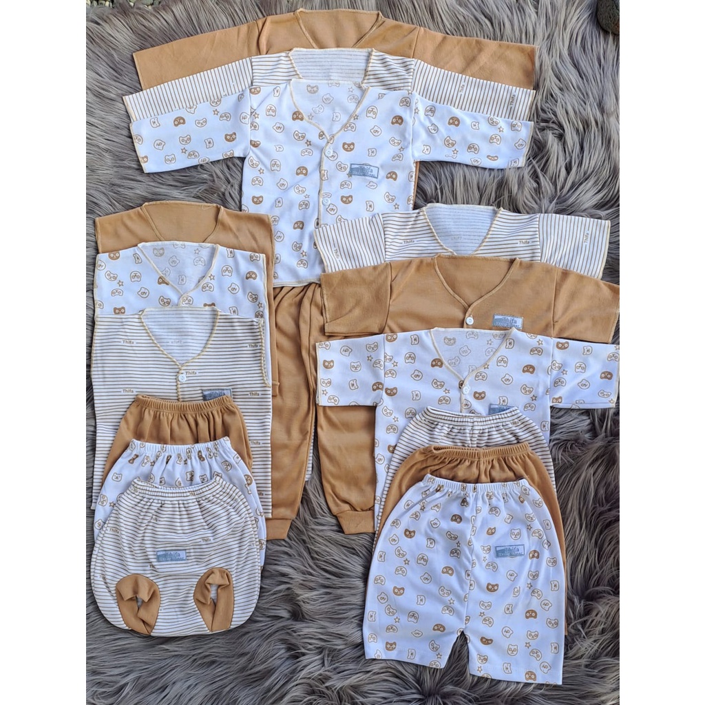 18 PCS PAKET LAHIRAN SERI COKLAT NEWBORN baju celana bayi baru lahir laki laki perempuan lucu murah 0-8 BULAN