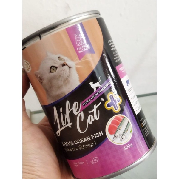 Life Cat Plus Tuna With Mackerel Kaleng Kitten Adult 400 gr Makanan Kucing Basah