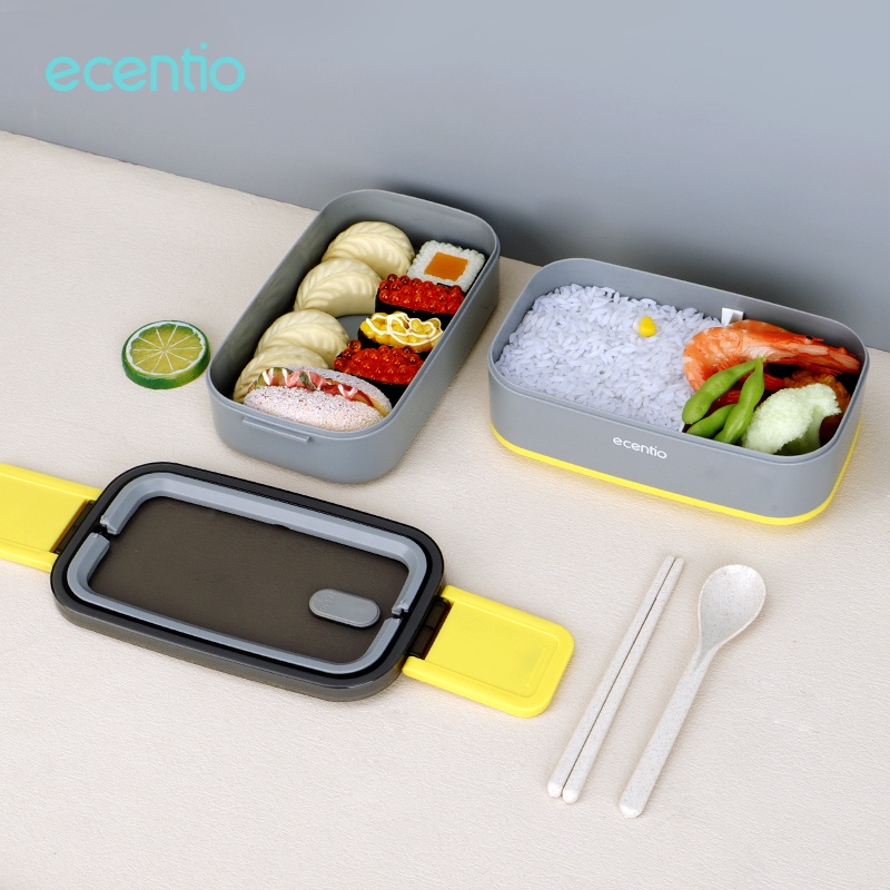 ecentio Lunch Box Double/Single Layer kotak Makan Kotak Bekal /Bento box Kapasitas Besar anti bocor kotak nasi bento 800ml/1600ml