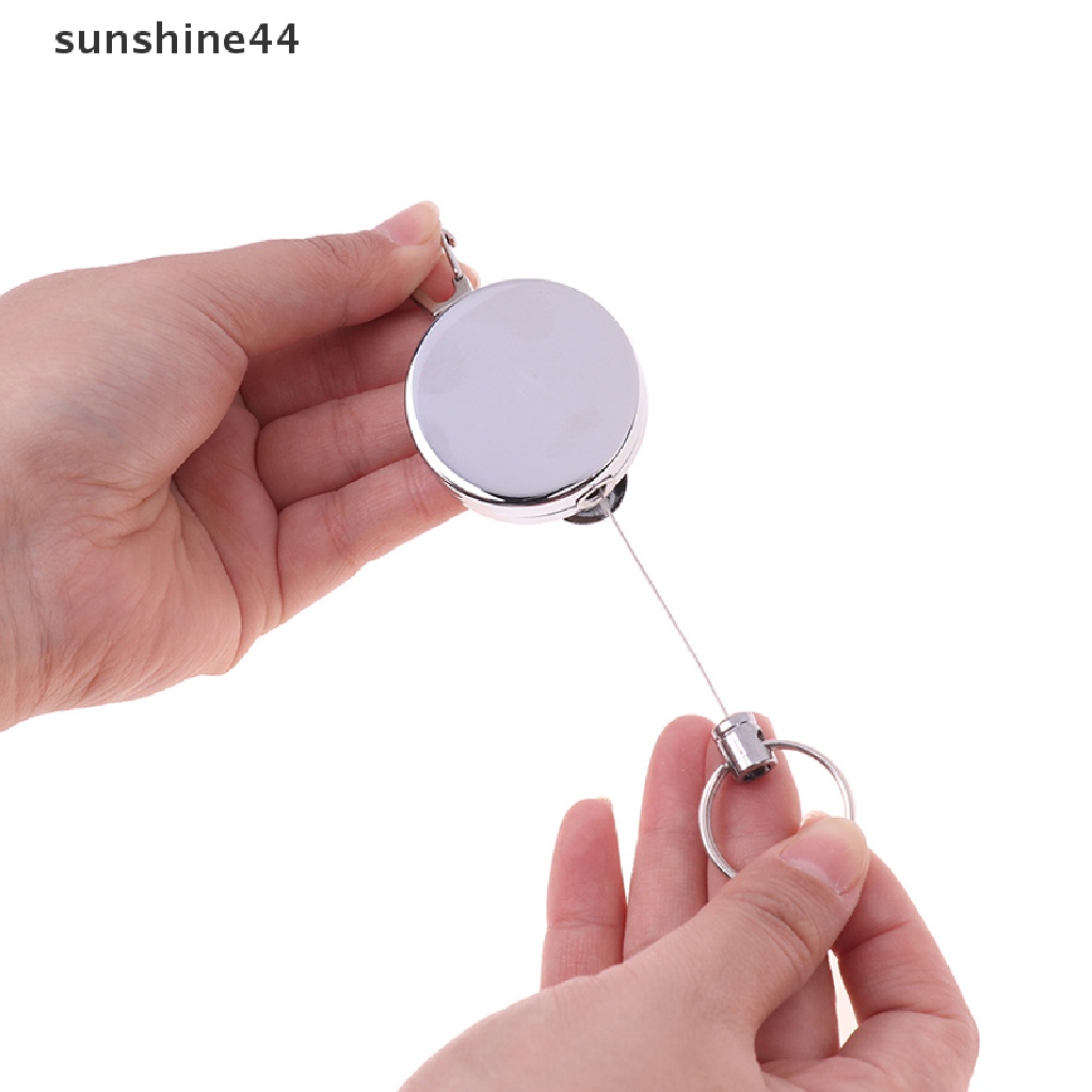 Sunshine Extendable Gantungan Kunci Logam Ring Belt Klip Tarik Keyring Id Badge Holder Clip.