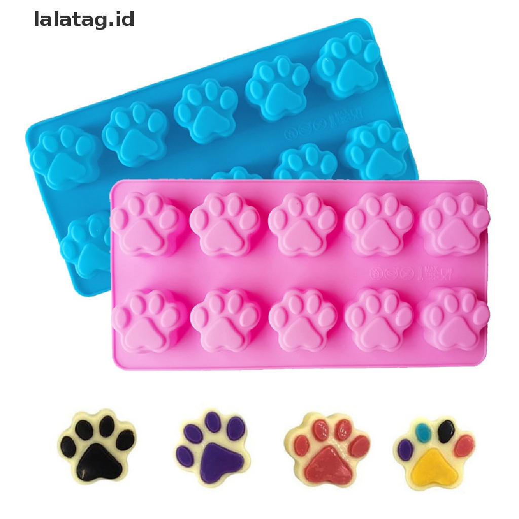 [lalatag] Cetakan Kue Silikon Kaki Kucing Anjing 10sel Untuk Biskuit Jelly Baking Pan Ice Tray [ID]