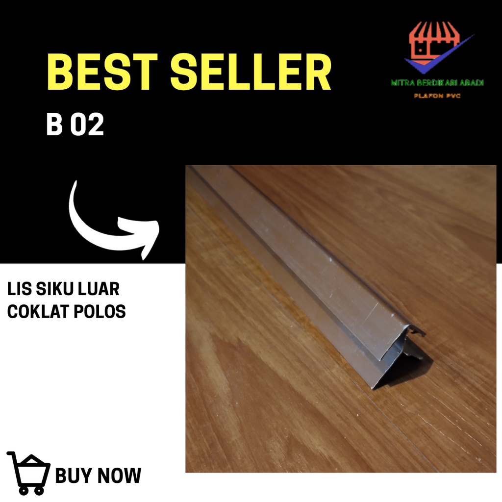 LIS Siku Luar Plafon PVC Motif Coklat Polos, Murah