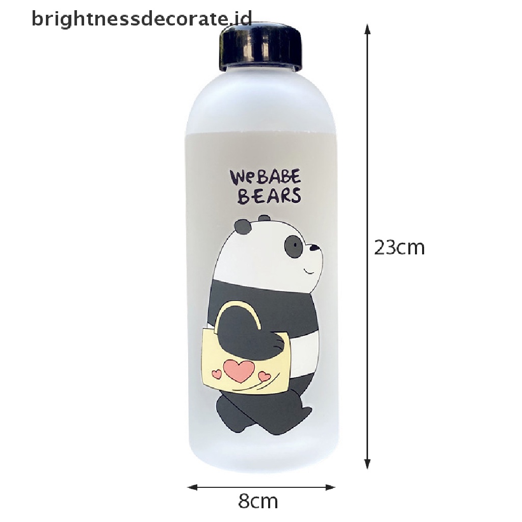 [Birth] 1000ml Gelas Beruang Panda Lucu Plastik Transparan Frosted Kartun Waterbottle [ID]