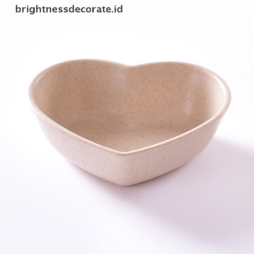 [Birth] Mini Lucu Love Bentuk Hati Wheat Straw Bowl Snack Piring Kecil Perlengkapan Dapur [ID]