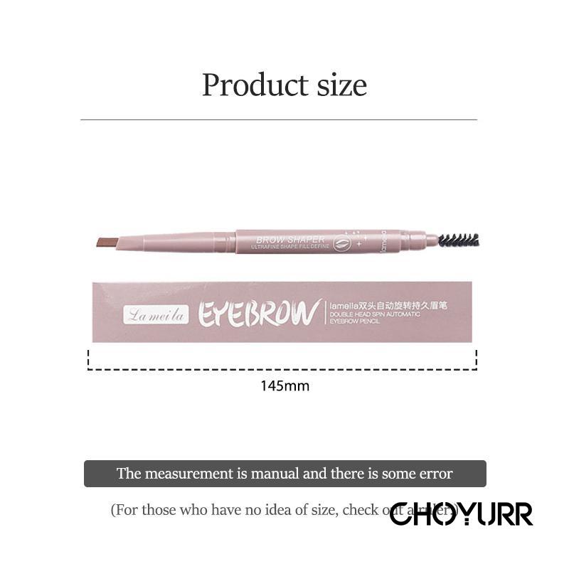 【COD】Pensil Alis Eyebrow 2 in 1 Kepala Double Head Spin Automatic Eyebrow Pensil Tahan Lama Tahan Air Warna Alami -CH