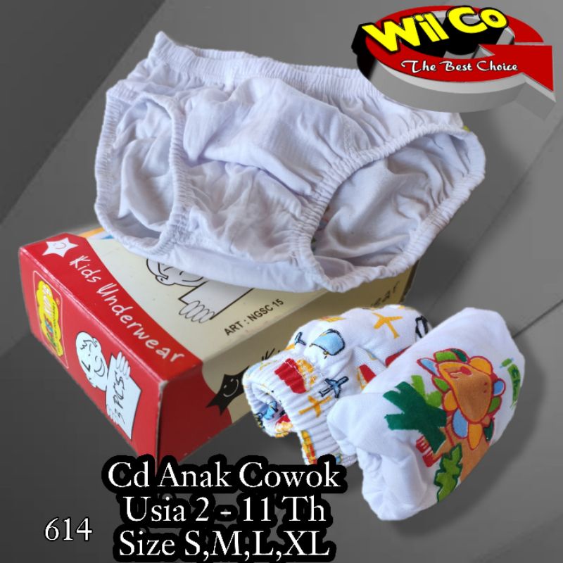 K614T - (Harga Per Box Isi 3Pcs) CELANA DALAM ANAK PAKAIAN DALAM ANAK COWOK AGREE SIZE S - XL