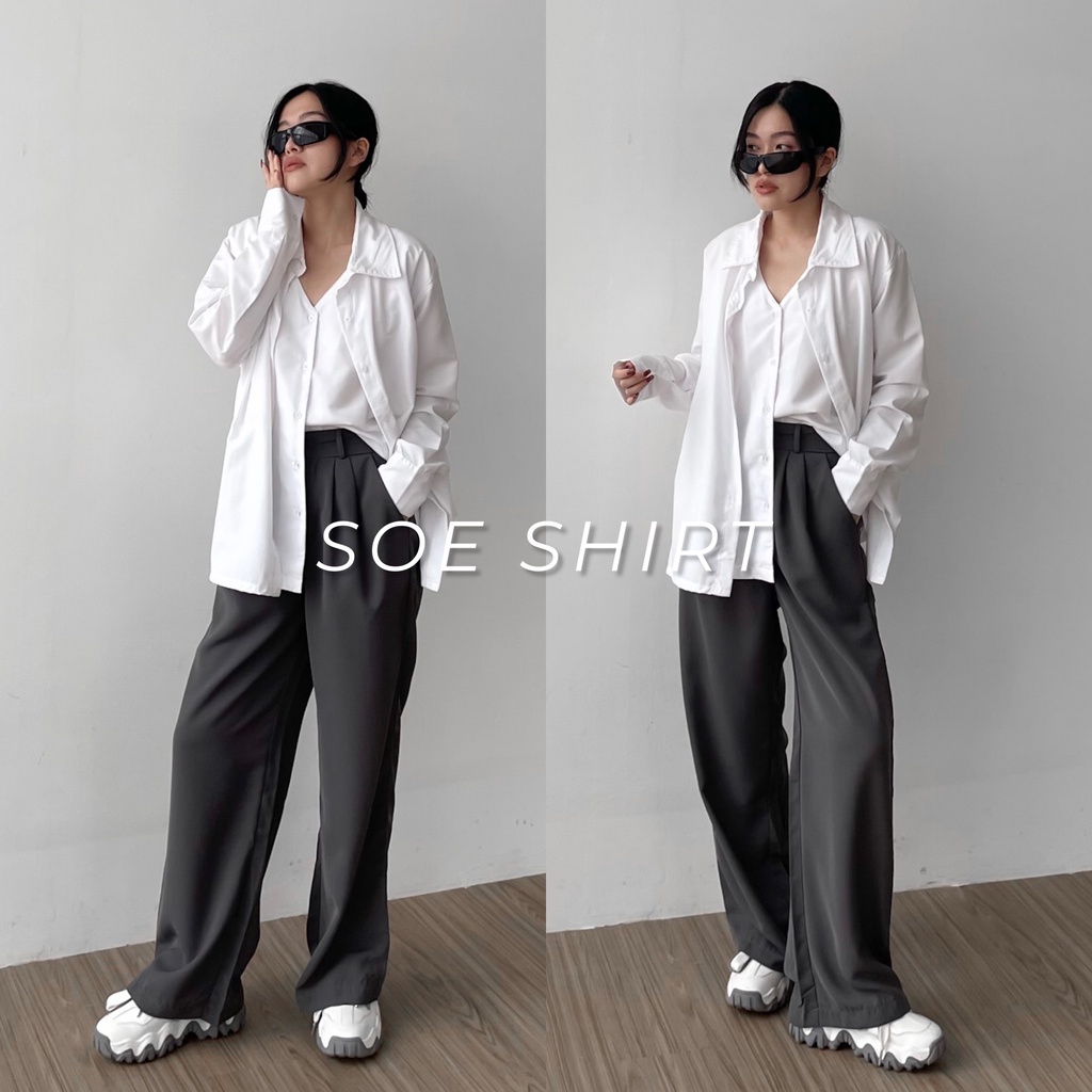 SIVALI Soe Shirt - Double Vest Shirt - Kemeja Layer Office Kantor Atasan Wanita Lengan Panjang