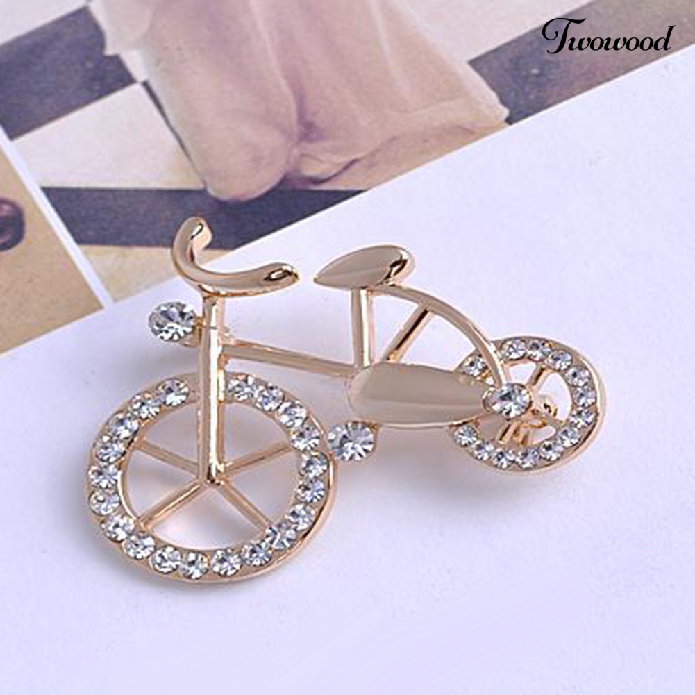 Twowood Fashion Alloy Berlian Imitasi Bertatahkan Sepeda Bros Pin Lencana Dekorasi Perhiasan Hadiah