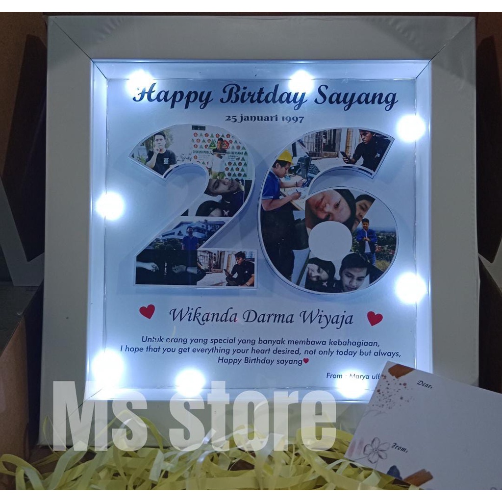 gift mozaik pakai lampu kado ulang tahun untuk pacar cowo1 paket / kado unik / gift anniversarry wed