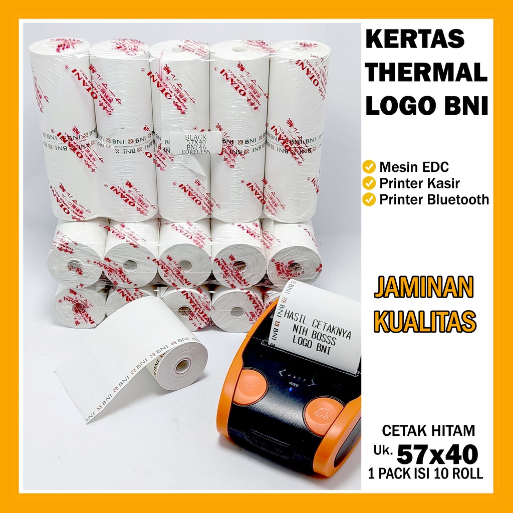 

10 Roll Kertas Thermal LOGO BNI Ukuran 57x38 Kertas EDC