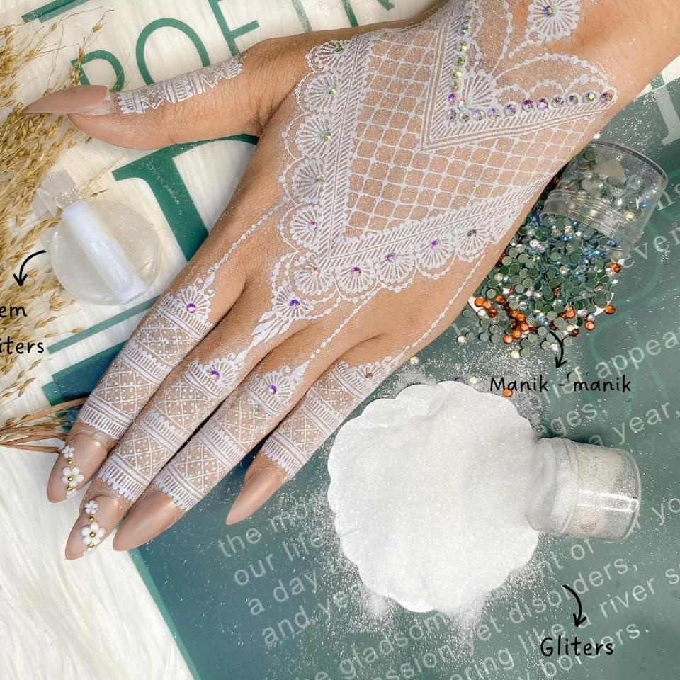 "PBM.23Ja23ᴴ" 2 PCS (KANAN&KIRI) HENNA PUTIH PENGANTIN / HENNA PUTIH / TATO HENNA PUTIH PENGANTIN / 