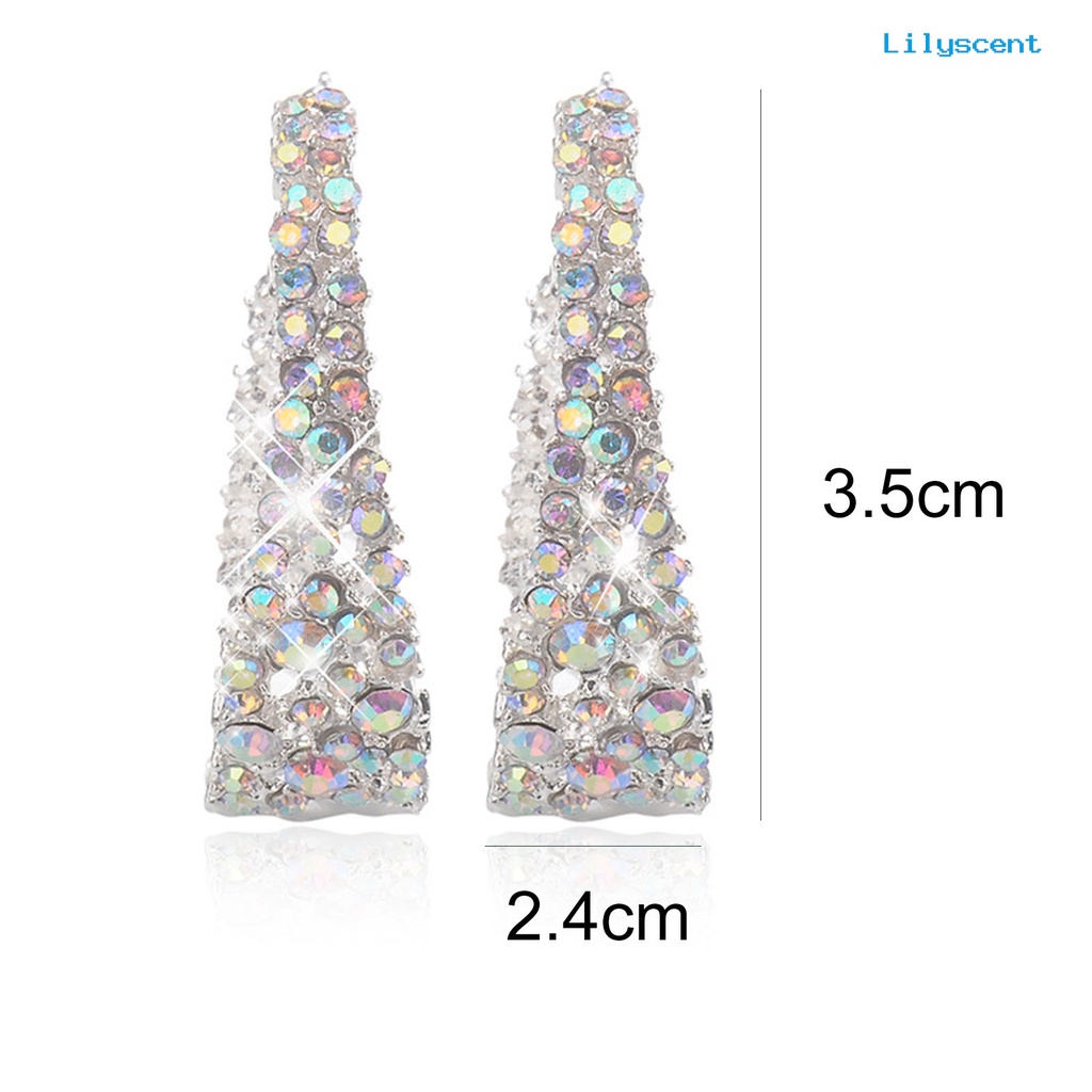 [LS] Wanita Ear Studs Shiny Berlian Imitasi Warna-Warni U-shaped Stud Earrings Perhiasan Tindik Untuk Pesta