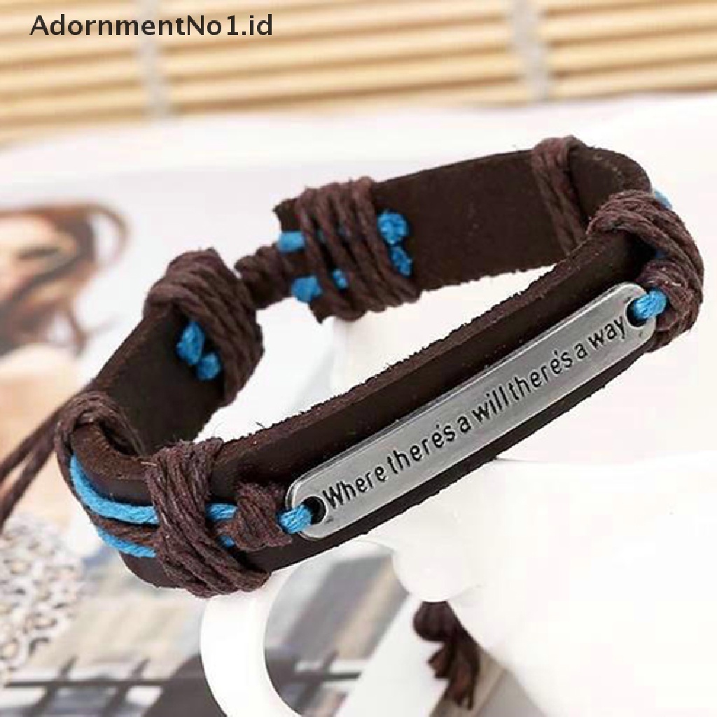 [AdornmentNo1] Diy Handmade Pria Cuff Surfer Tribal Rami braided Wrap Wrist Leather Gelang Baru [ID]