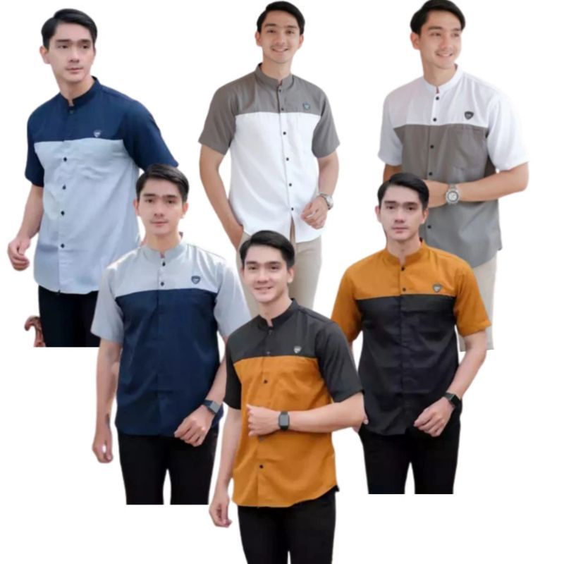 KOKO KURTA KOMBINASI LENGAN PENDEK / KEMEJA KOKO PRIA