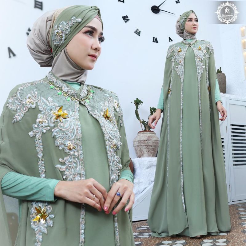 Kaftan Zahra Free Gamis Manset dan Turban Original Butik