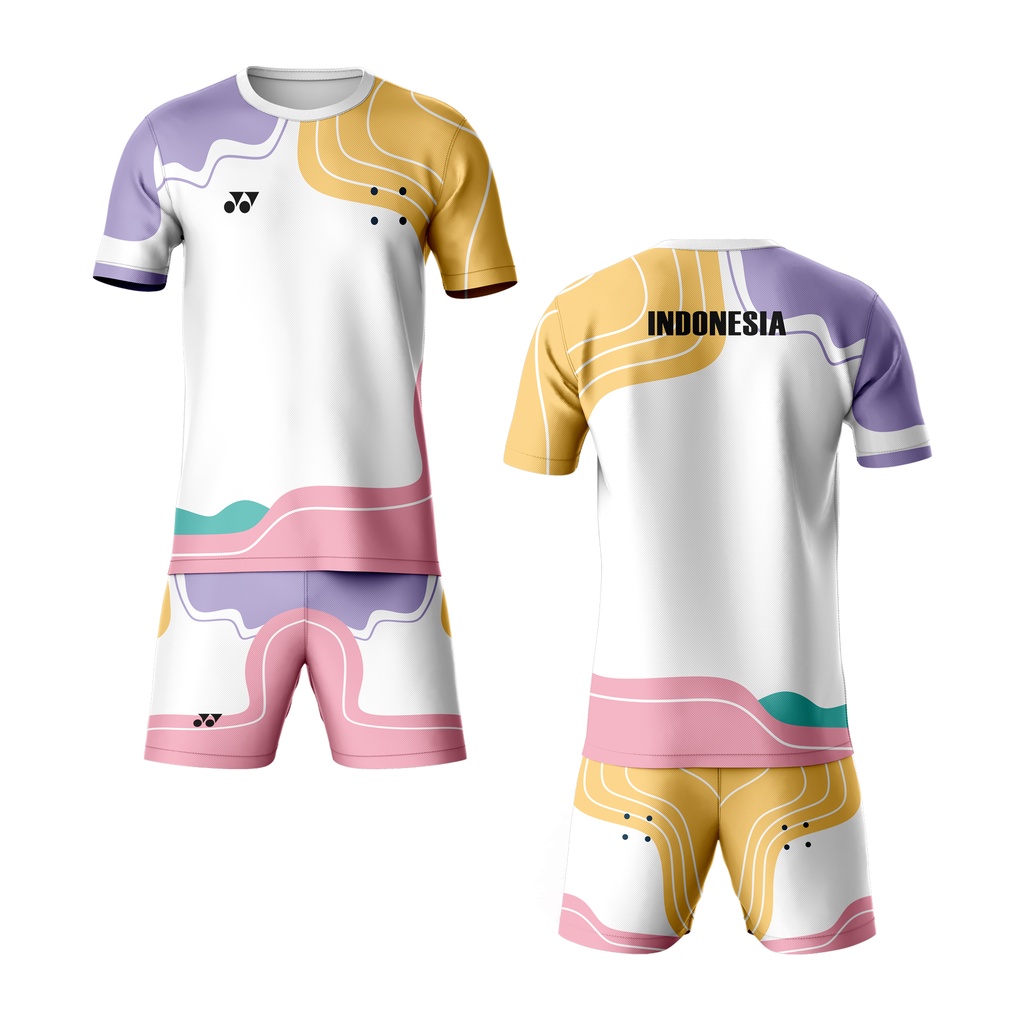 Kaos Baju Jersey Olahraga Badminton Abstrak Colorfull 09 Full Printing Custom