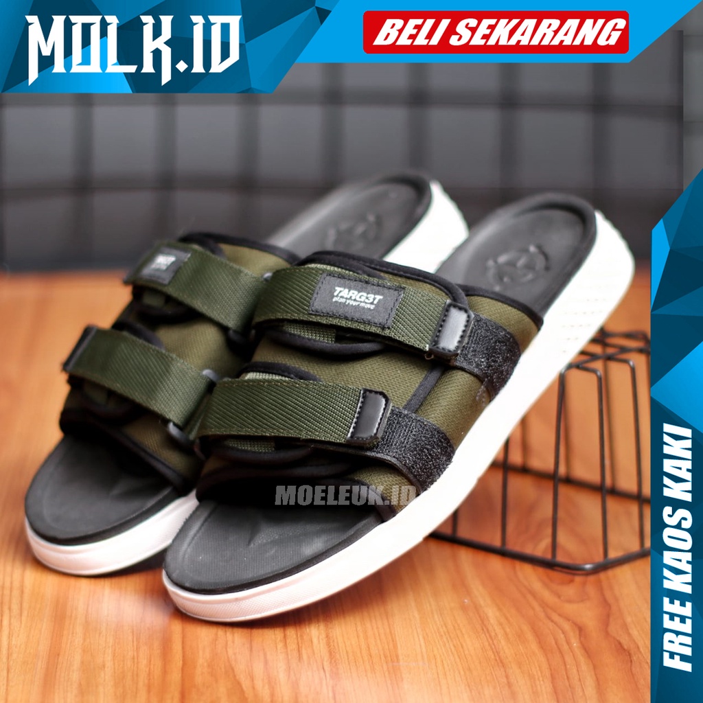 MOLK Sandal Slop Pria Kekinian Original Distro Sendal Slide Cowok Keren Simple Murah Trendy