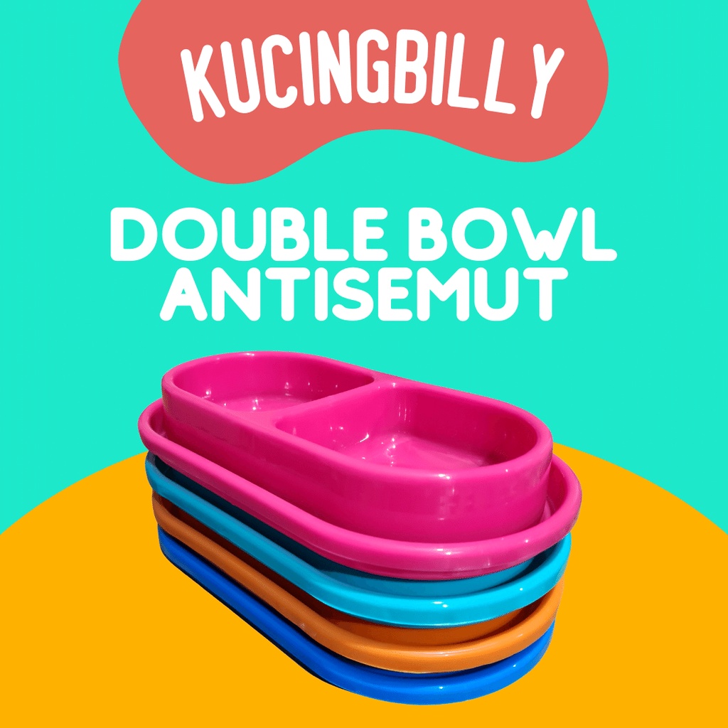 Tempat makan kucing anjing Double bowl antisemut