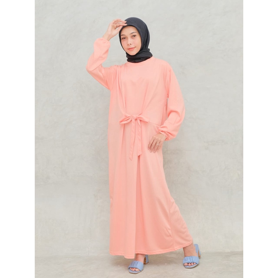 Gamis Remaja Tali Polos Bahan CVC Katun/ Gamis Casual/ Gamis Sehari hari