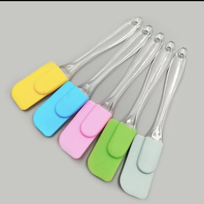 K30 SPATULA Medium PENGADUK SILIKON SILICONE Tahan Panas Gagang Bening