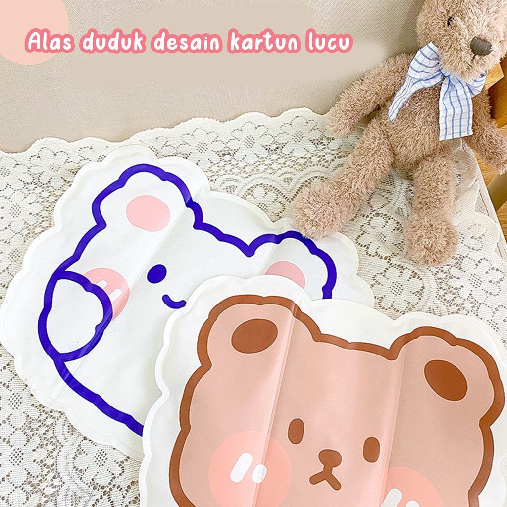 Alas Duduk Silikon Pendingin Ice Pad Gel Motif Kartun Bear Anti Air Bantal Lesehan MX-5004