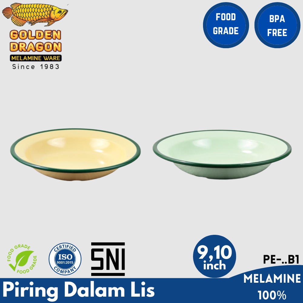 PIRING MAKAN MELAMIN ENAMEL SERIES GOLDEN DRAGON / PIRING VINTAGE GOLDEN DRAGON MELAMINE