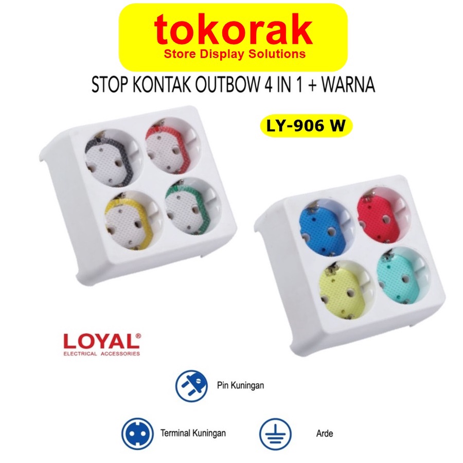 STOP KONTAK OB 4 IN 1 LUBANG WARNA LY-906 W LOYAL ARDE STEKER COLOKAN