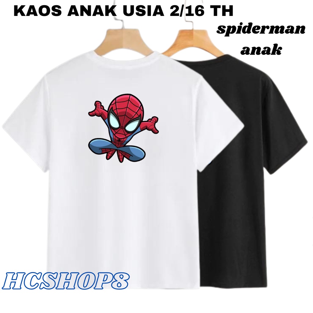 Kaos Anak Laki Laki Baju Anak Perempuan Logo Spiderman Warna Usia 2-16 Tahun Unisex