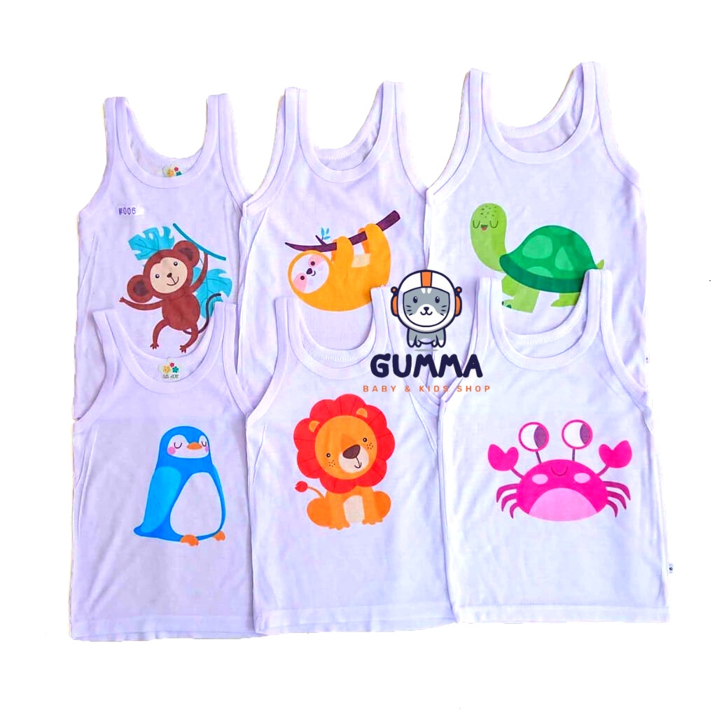 PART 1 ~ KAOS DALAM ANAK KARAKTER HEWAN LUCU 0 - 2 TAHUN ~ MOTIF SABLON ~ singlet anak ~ singlet yuk