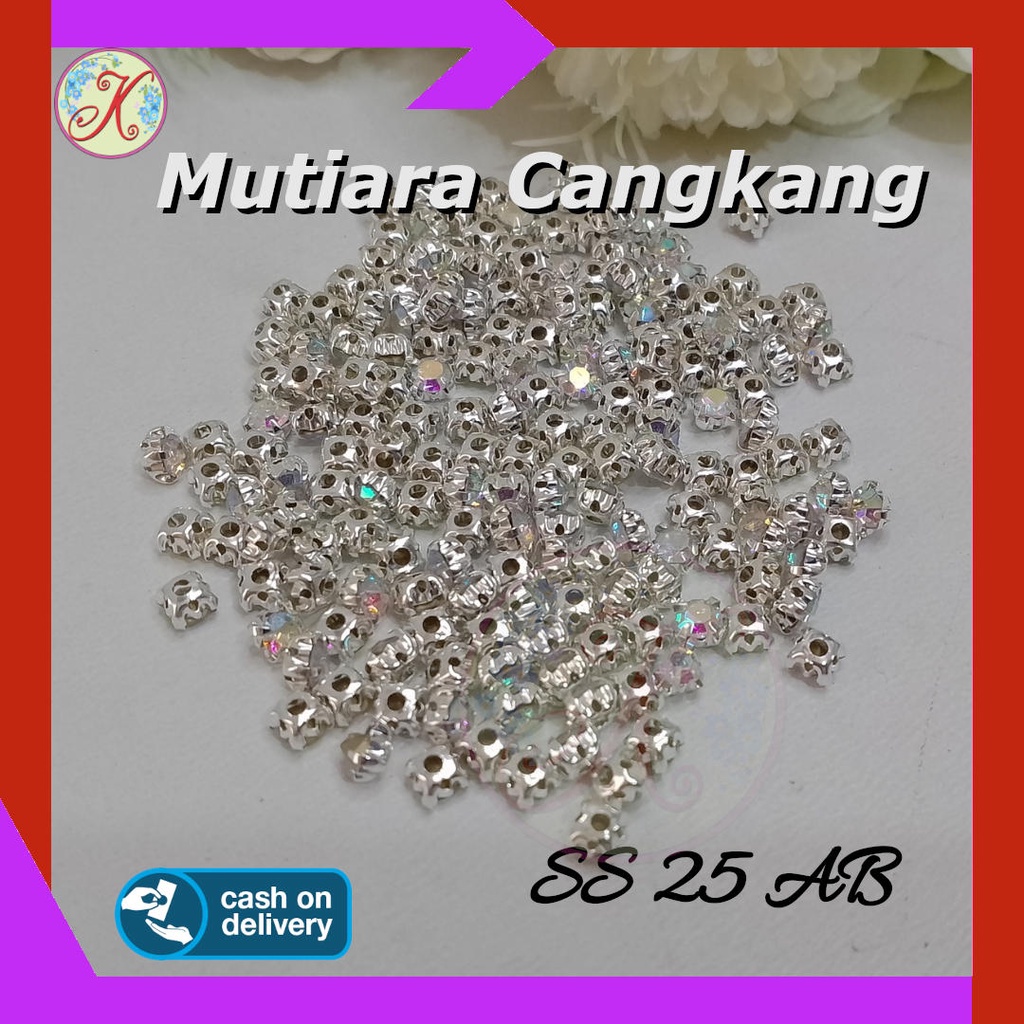 Mutiara Cangkang SS 25 AB Pelangi Jahit perlusin (bahan kerajinan / craft)