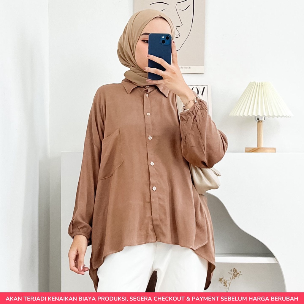 VIERA BLOUSE ATASAN WANITA OVERSIZE LENGAN BALON PANJANG KATUN RAYON CRINCLE AIRFLOW VISCOSE PREMIUM