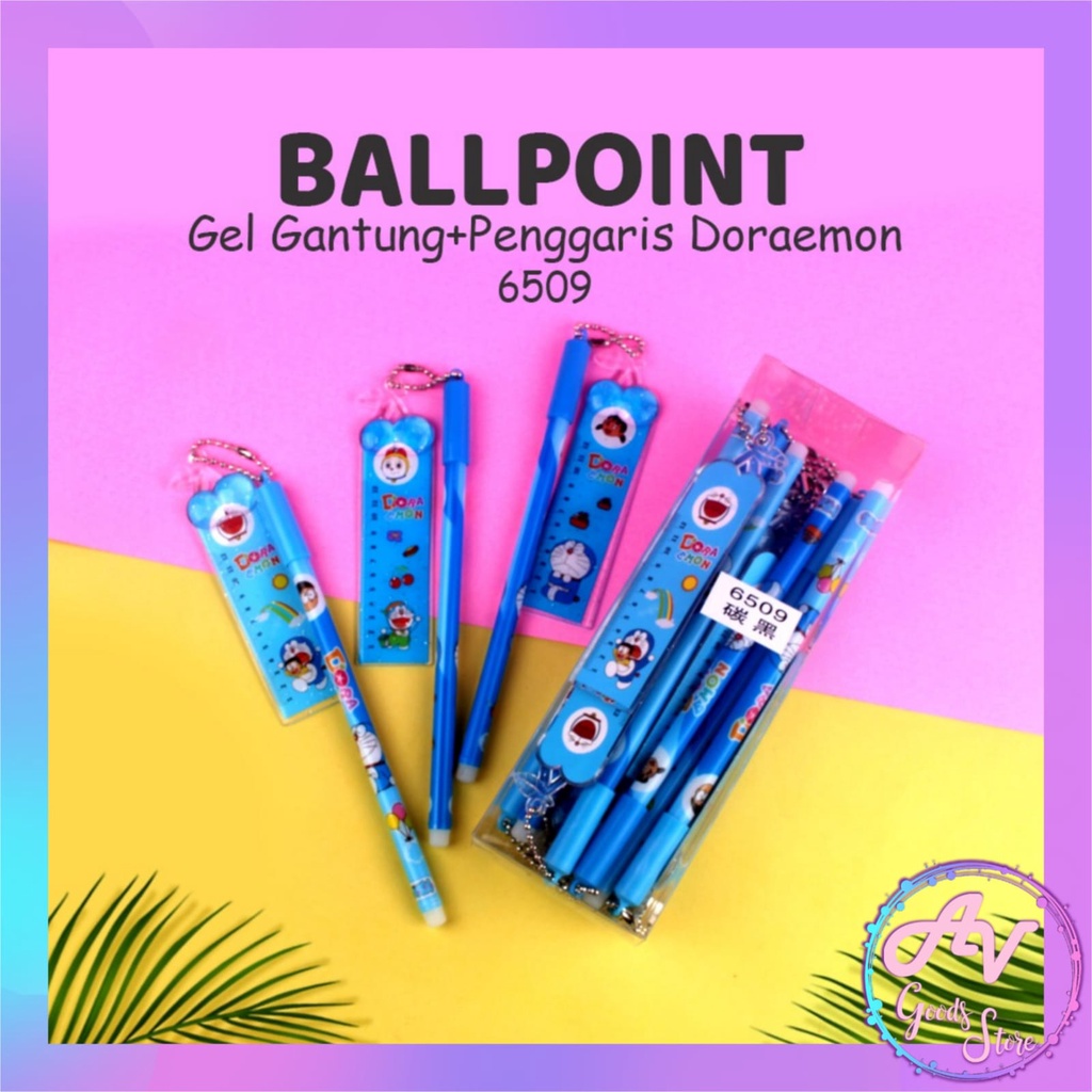 

Ballpoint Penggaris Doraemon 6509 (12pcs) / Pulpen Gantungan Penggaris Karakter