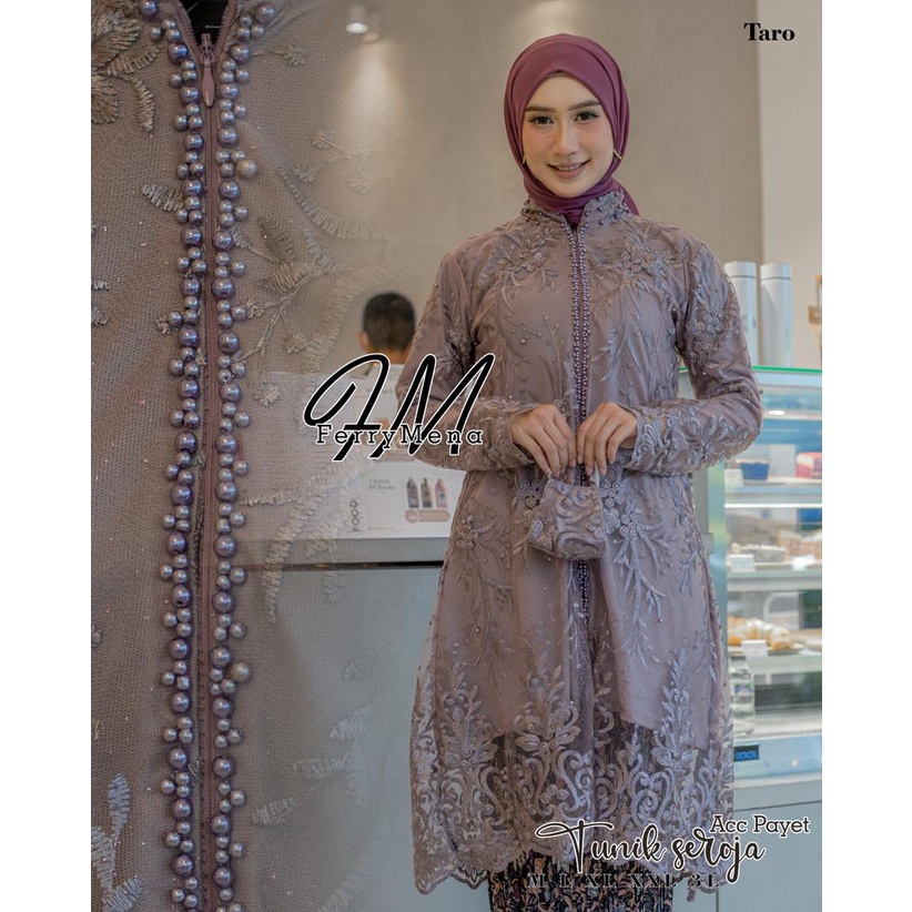 Kebaya tunik brokat seroja Kebaya tunik modern Kebaya remaja Baju akad pesta pernikahan wisuda Size M L XL XXL