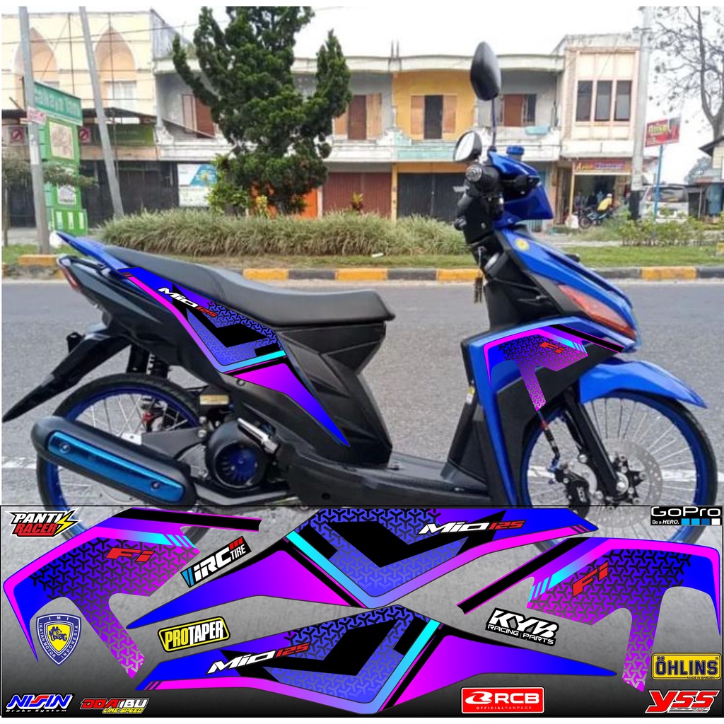 STRIPING/STICKER CUSTOM VARIASI YAMAHA MIO M3/MIO Z VARIASI MOTIF STRIPING STANDART STYLIST BIRU PIN