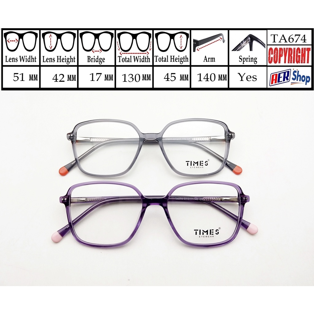 674 - 672 - 675 kacamata original TIMES frame kacamata minus korea unisex