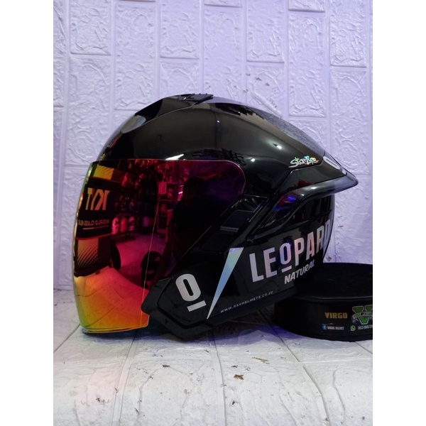 Jual HELM HALFACE RSV SV 300 SOLID BLACK GLOSSY PAKET GANTENG LEOPARD HELM HALFACE FULL PAKET