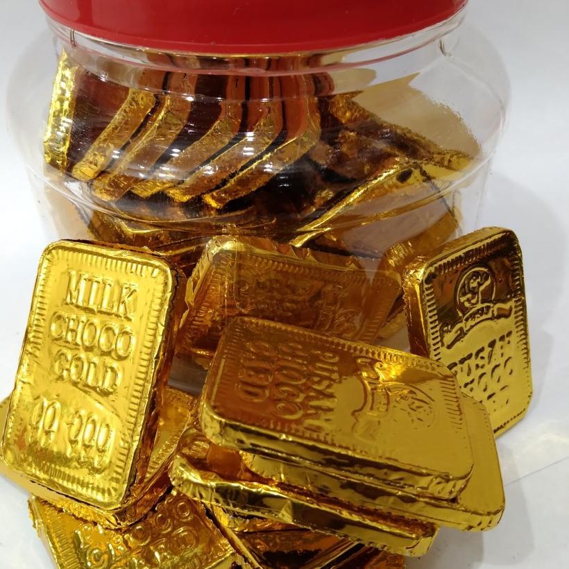 

IdSs9S3 coklat bentuk kotak emas 1 toples / choco gold 99.999