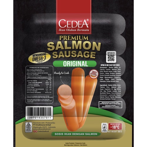 BARU CEDEA PREMIUM SOSIS SALMON 390gr 6pcs - SOSIS SEAFOOD / SOSIS IKAN SALMON / SAUSAGES /  SOSIS S