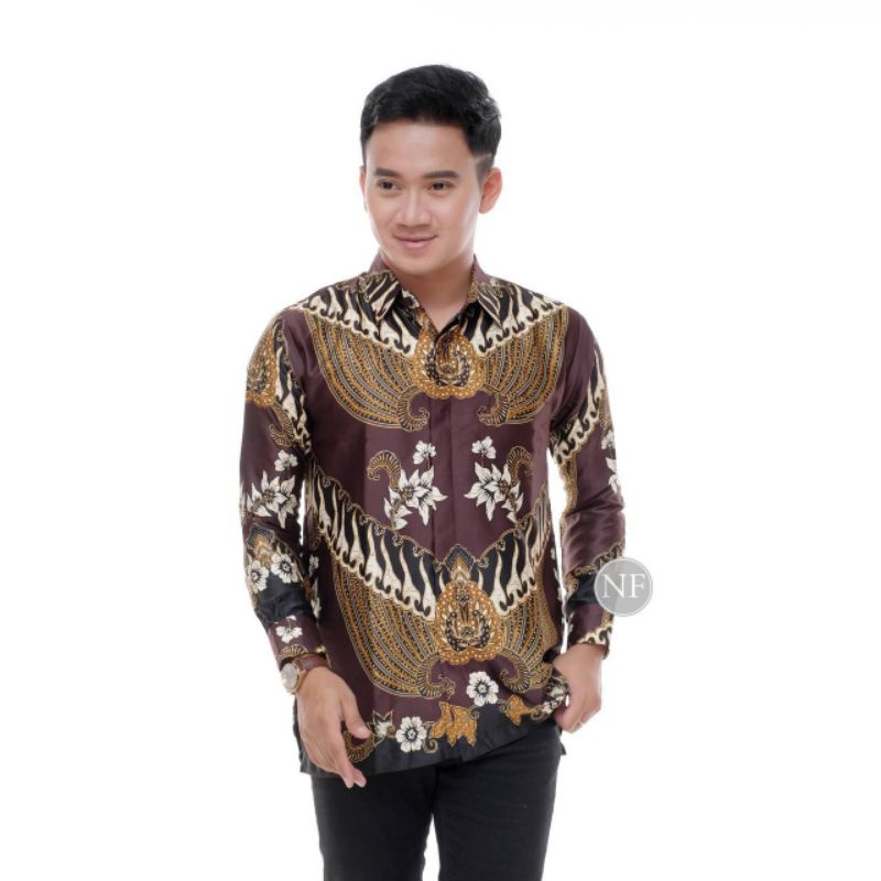KEMEJA SEMI SUTRA BATIK FURING DISTRO Batik HRB26 M L XL XXL Tulis Halus Kemeja BATIK MURAH TERLARIS