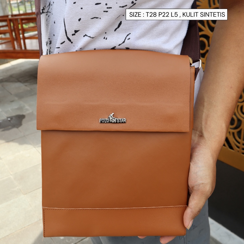 Tas Pria Tas Bahu Selempang Pria POLOS GESPER Kulit SINTETIS Muat Gadget 8 Inchi Slingbag cowok